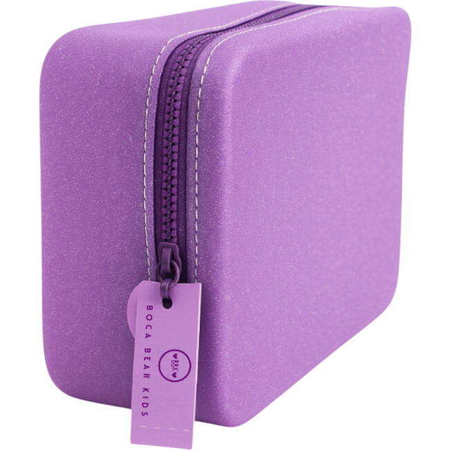 Silicone Glitter Zipper Pouch, Purple