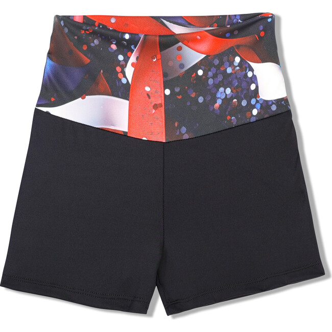 Patriotic Ribbons Active High Waist Short, Black
