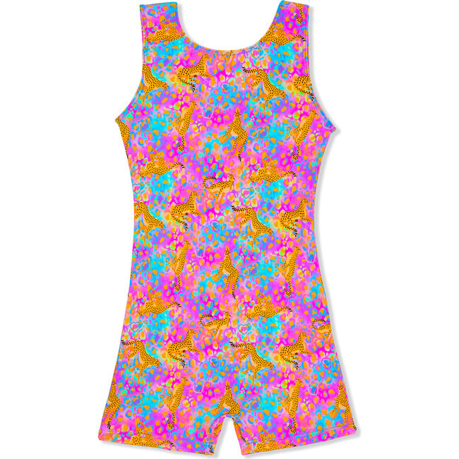 Cheetah Print Sleeveless Biketard, Pink - Leotard - 1