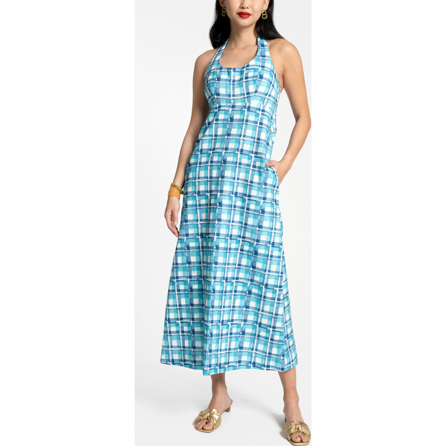 Women's Malia Halter Dress Azure Block, Azure/Oyster - Dresses - 2