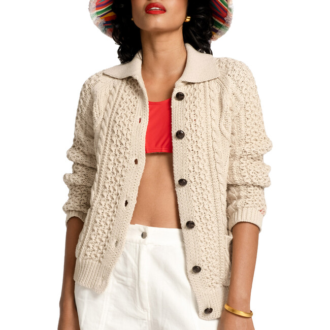 Women's Fisherman Sweater, Natural