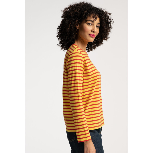 Women's Striped Top, Yellow Thick/Red Thin