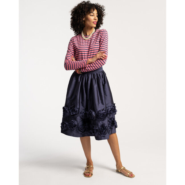 Women's Striped Top, Pink Thick/Navy Thin