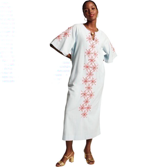 Women's Charming Caftan Maxi Gambit, Light Blue/Multi