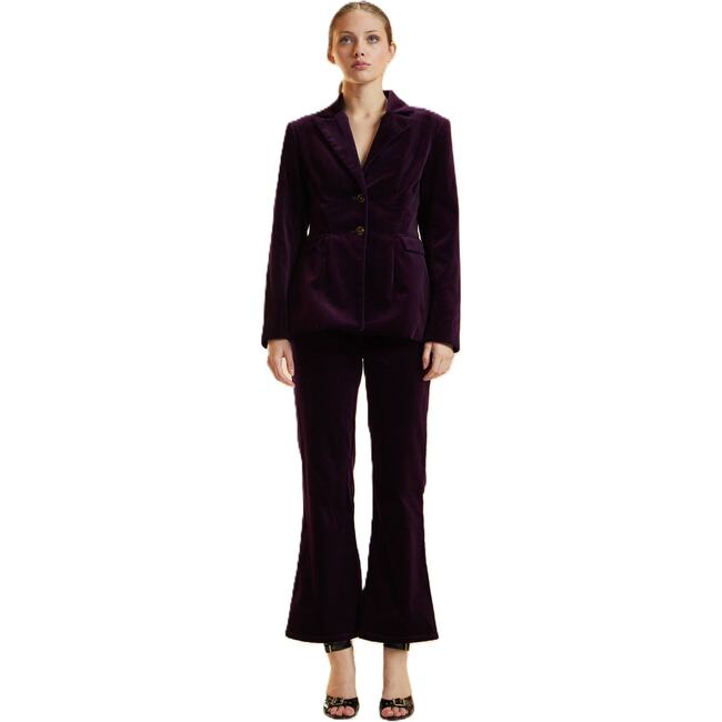 Velveteen Fitted Blazer, Purple