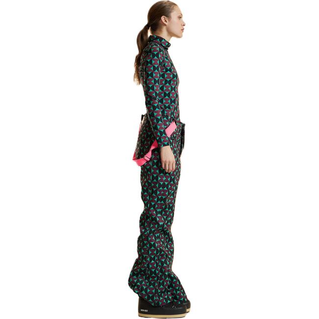 Turtle Neck Lycra Top, Burgundy/Green