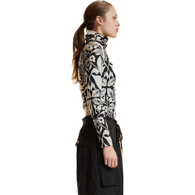 Turtle Neck Lycra Top, Black/White