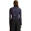 Turtle Neck Lycra Top, Purple Multi - Blouses - 3 - thumbnail