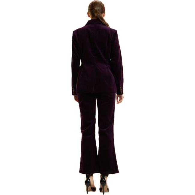 Velveteen Fitted Blazer, Purple - Blazers & Sport Coats - 3