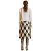 Silk Wool Midi Skirt, Geo Black/Camel Combo - Skirts - 3 - thumbnail