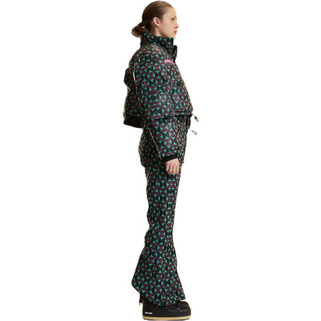 Turtle Neck Lycra Top, Burgundy/Green - Blouses - 4