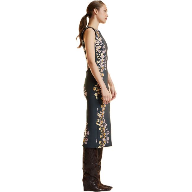 Sleeveless Bonded Midi Dress, Black/Gold - Dresses - 3