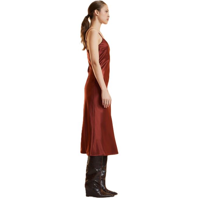 Satin Slip Dress, Rust