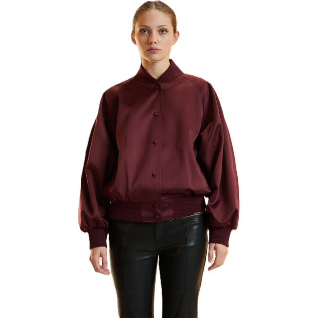Satin Bomber Jacket, Burgundy