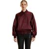 Satin Bomber Jacket, Burgundy - Jackets - 1 - thumbnail