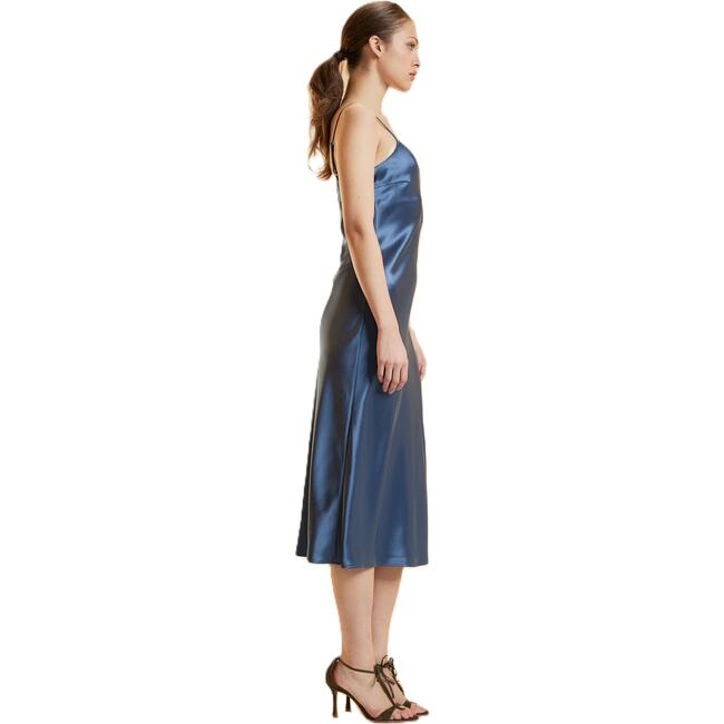 Satin Slip Dress, Denim Blue