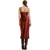 Satin Slip Dress, Rust - Dresses - 3