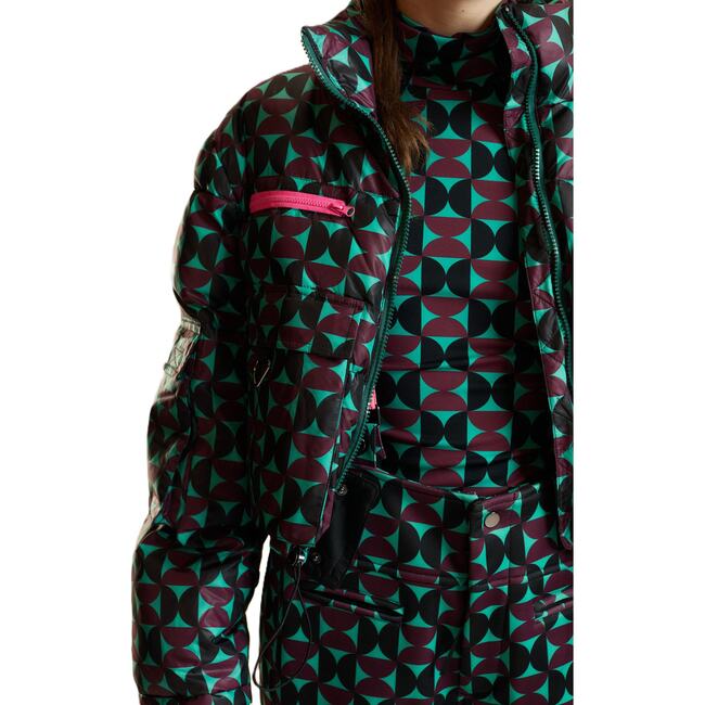 Turtle Neck Lycra Top, Burgundy/Green - Blouses - 6