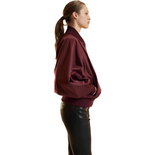 Satin Bomber Jacket, Burgundy