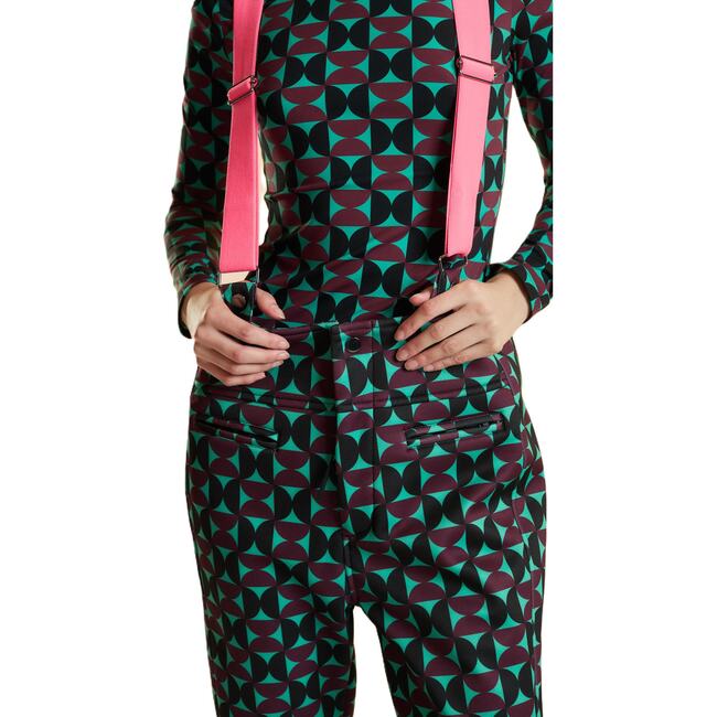 Turtle Neck Lycra Top, Burgundy/Green - Blouses - 7