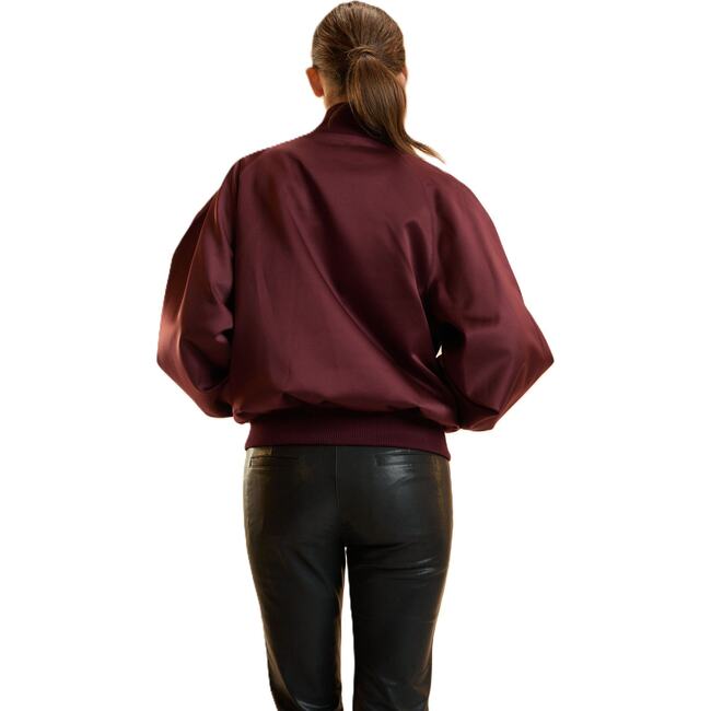Satin Bomber Jacket, Burgundy - Jackets - 3