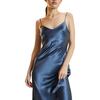 Satin Slip Dress, Denim Blue - Dresses - 4