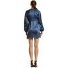 Satin Lace Mini Dress, Denim Blue - Dresses - 3 - thumbnail
