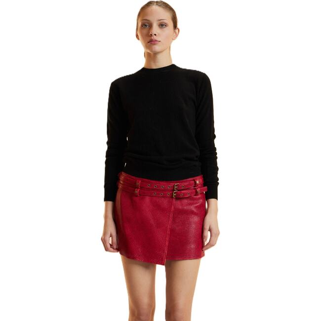 Leather Wrap Skirt, Red