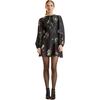 Printed Lurex Mini Dress, Black Floral - Dresses - 1 - thumbnail