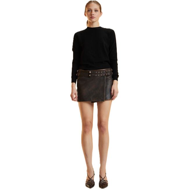 Leather Wrap Skirt, Brown