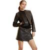 Leather Wrap Skirt, Brown - Skirts - 3