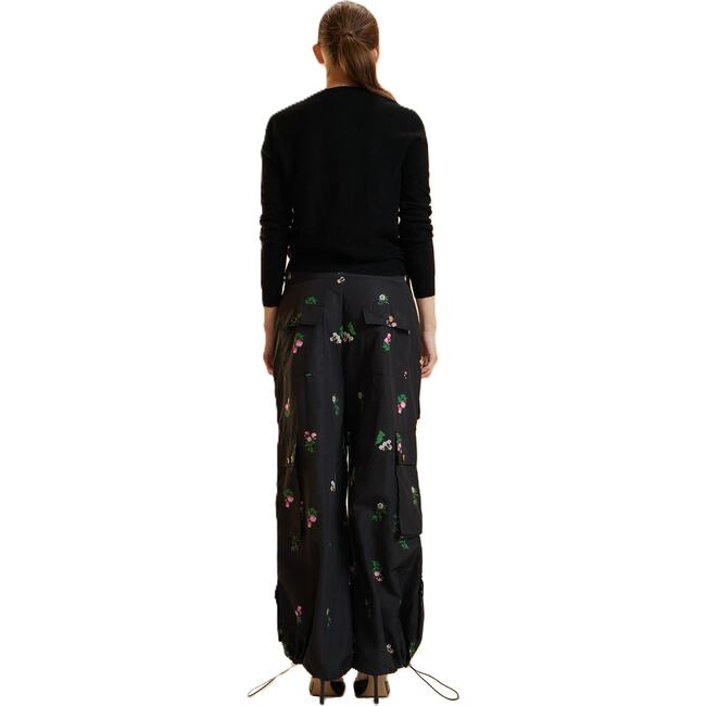 Printed Cargo Pants, Black Floral - Pants - 3