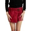 Leather Wrap Skirt, Red - Skirts - 4