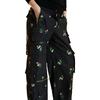 Printed Cargo Pants, Black Floral - Pants - 4 - thumbnail