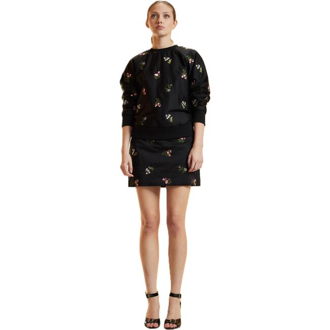 Embroidered Mini Skirt, Black