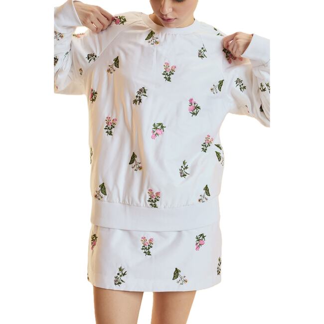 Embroidered Pullover, White - Sweaters - 3