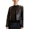 Leather Jacket, Brown - Jackets - 4 - thumbnail