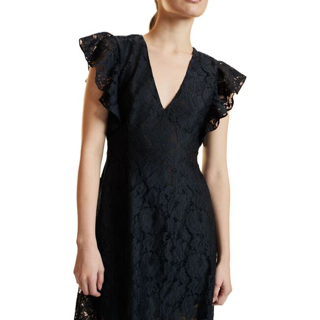 Lace Midi Dress, Black - Dresses - 4
