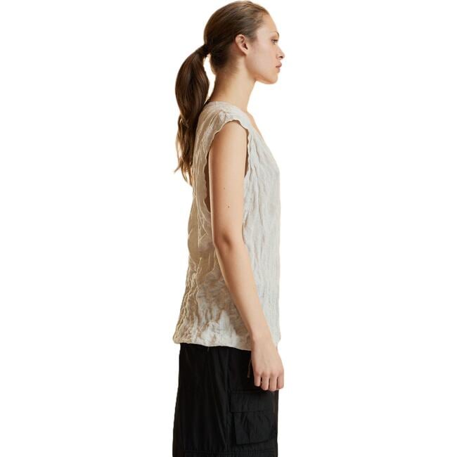 Crinkle Knit Sleeveless Top, White