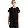 Crinkle Knit Short Sleeve Top, Black - T-Shirts - 1 - thumbnail