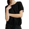 Crinkle Knit Short Sleeve Top, Black - T-Shirts - 3