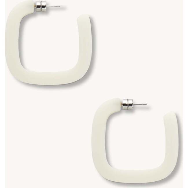 Midi Square Hoops, Milk Glass Matte