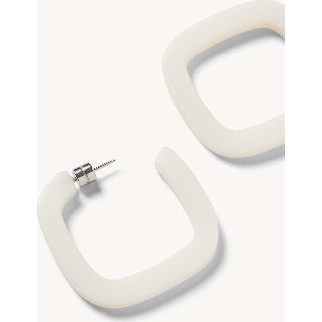 Midi Square Hoops, Milk Glass Matte