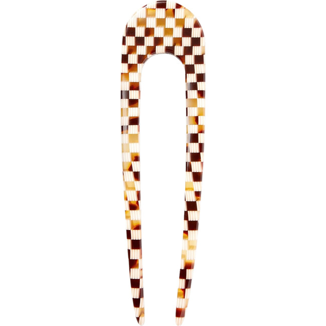 French Hair Pin, Tortoise Checker