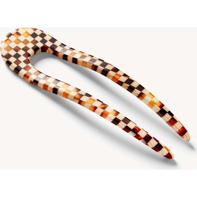 French Hair Pin, Tortoise Checker