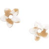 Petite Handmade Flower Charms, Taupe Shell - Earrings - 1 - thumbnail