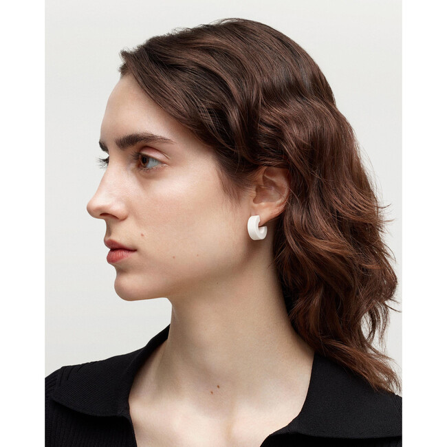 Muse Handmade Hoops Earring, White Matte