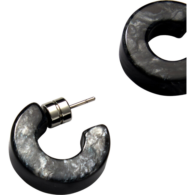 Muse Handmade Hoops Earring, Obsidian