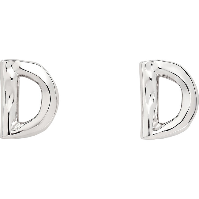 Monogram Handmade Gold Plated Stud Earring, Silver D