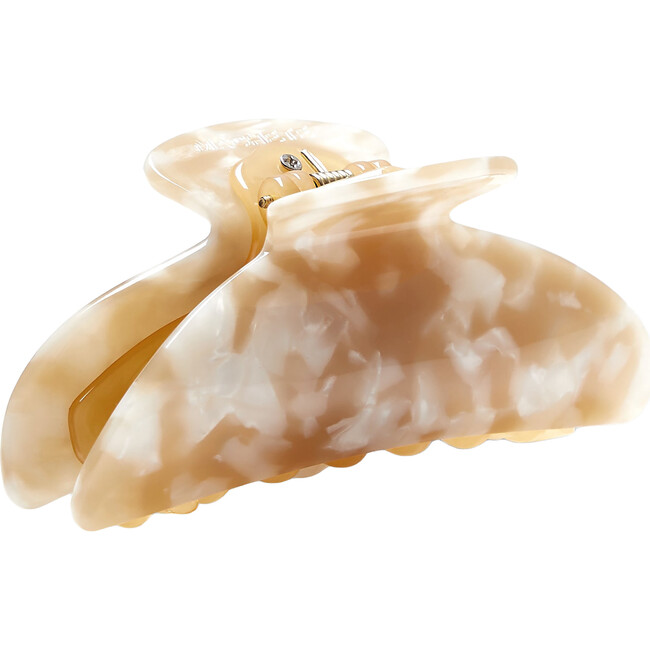 Midi Heirloom Handcrafted Hair Claw Clip, Taupe Shell